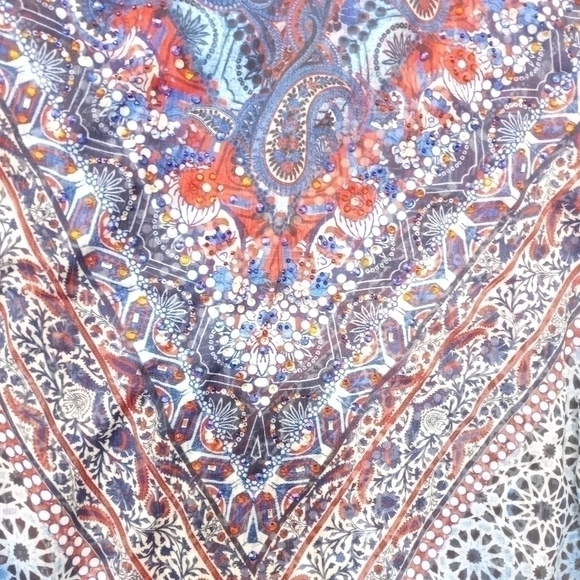 Petite Collection Tank Top w Scarve Overlay Red and Blue Sequins 4th of July - Picture 5 of 7